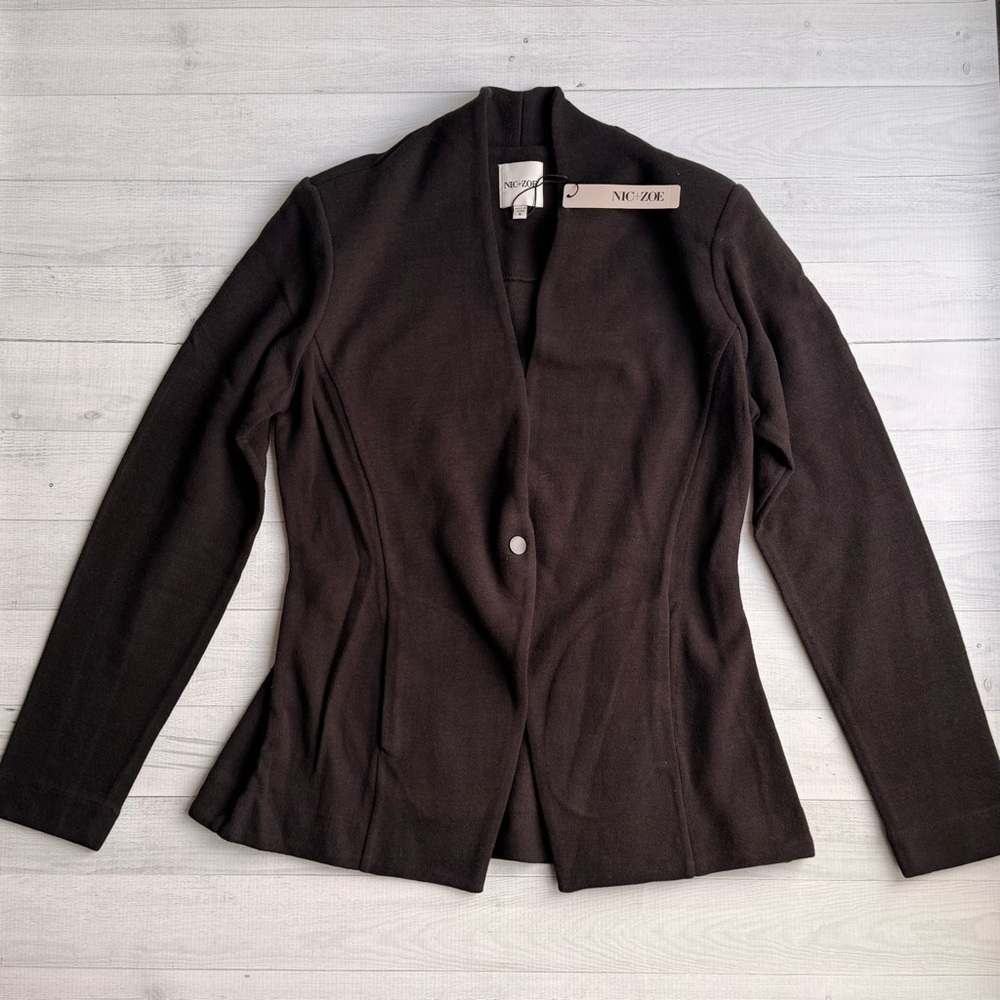 NWT Nic + Zoe Women's Black Knit Stretch Blazer Jacket S